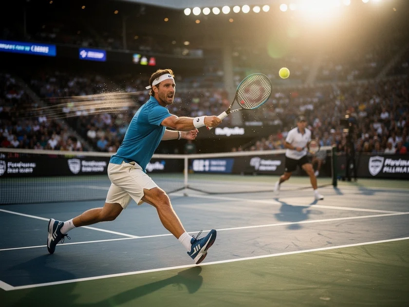 Alexander Zverev competing at Indian Wells 2026 after beating Berrettini in straight sets