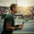 Daniil Medvedev preparing to serve at the 2026 BNP Paribas Open hardcourt tournament in Indian Wells